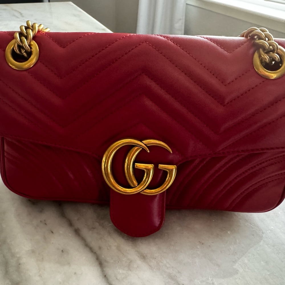 GG Red Quilted Shoulder Bag